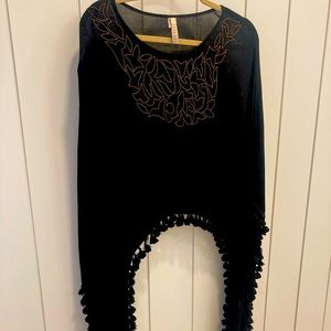 Raga Black Flare Sleeve Top